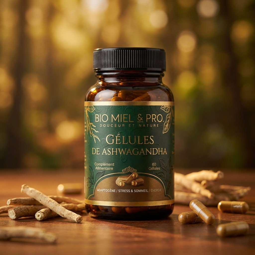 Flacon ashwagandha 60 gélules anti-stress sommeil vitalité