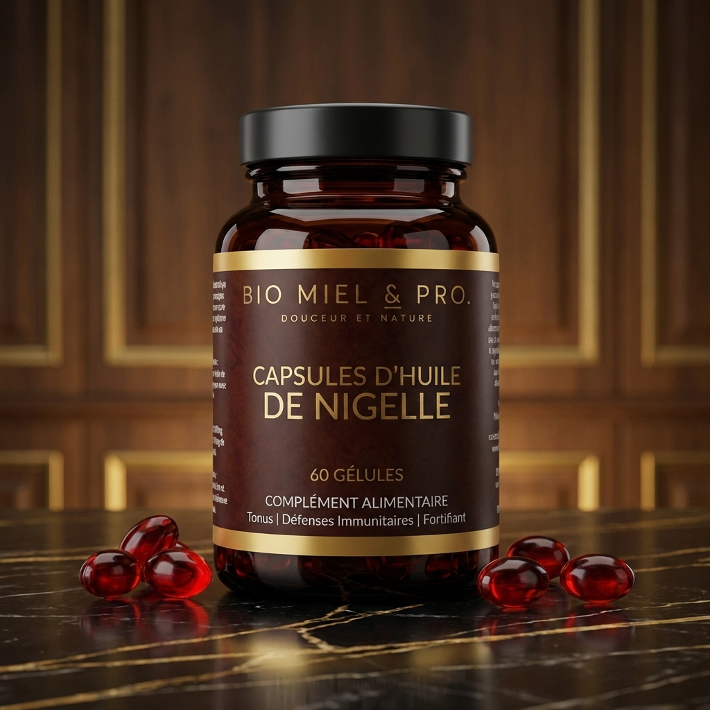 Flacon de 60 gélules capsules huile de nigelle complément naturel