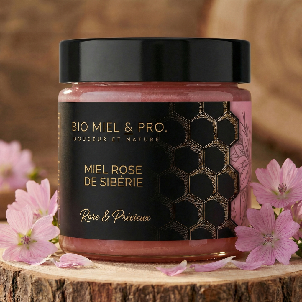 Pot de miel rose de Sibérie 250g