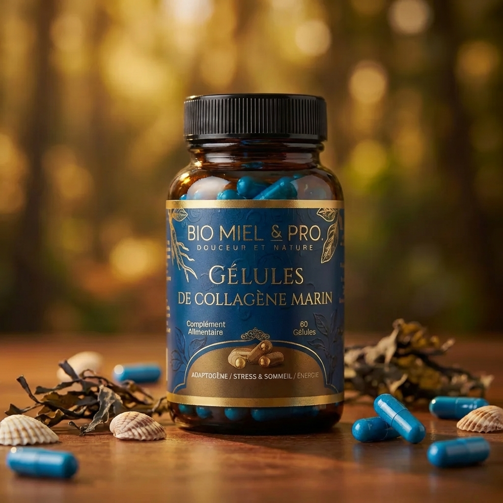 Flacon collagène marin 60 gélules anti-âge peau articulations cheveux
