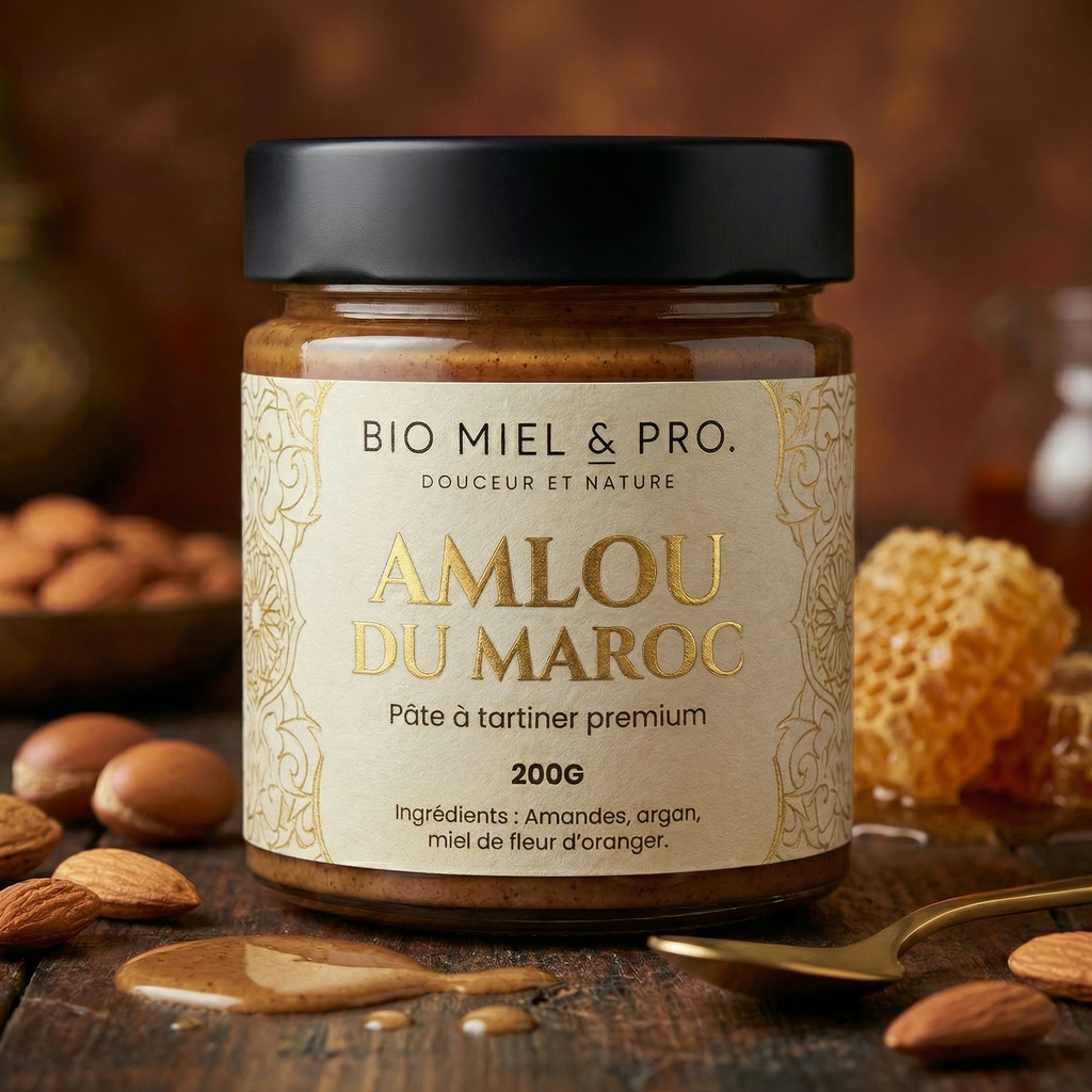 Pot d'amlou marocain artisanal 200g amandes argan miel traditionnel 
