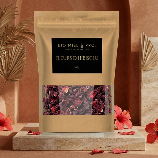 Sachet fleurs d'hibiscus séchées 100g karkadé thé rouge