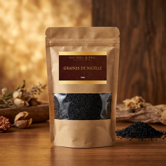 Sachet de graines de nigelle Habachia Éthiopie 100g qualité premium BioMiel & Pro
