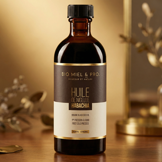 Flacon d'huile de nigelle Habachia Éthiopie 100ml pressée à froid BioMiel & Pro