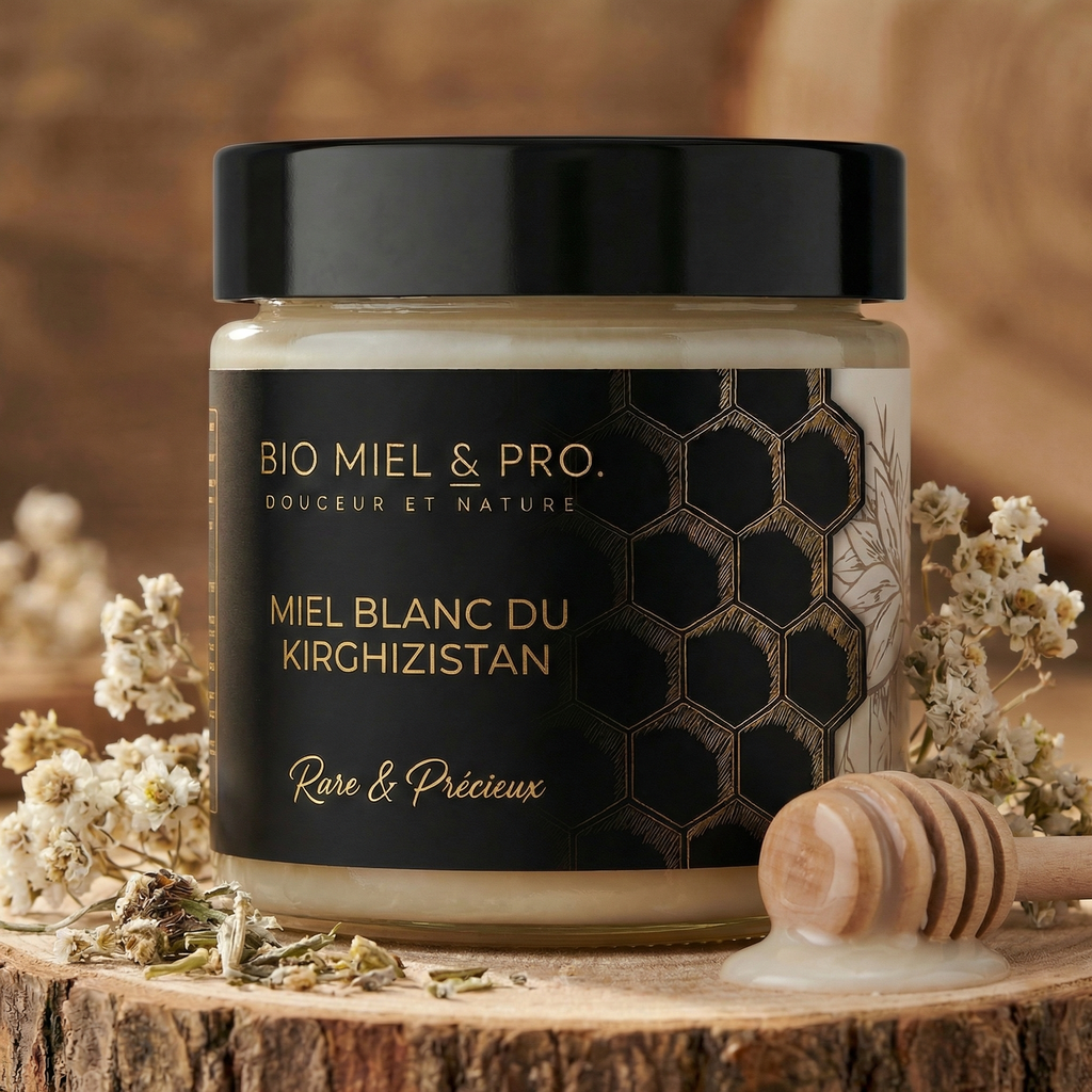 Pot de miel blanc du Kirghizistan 250g miel de montagne rare