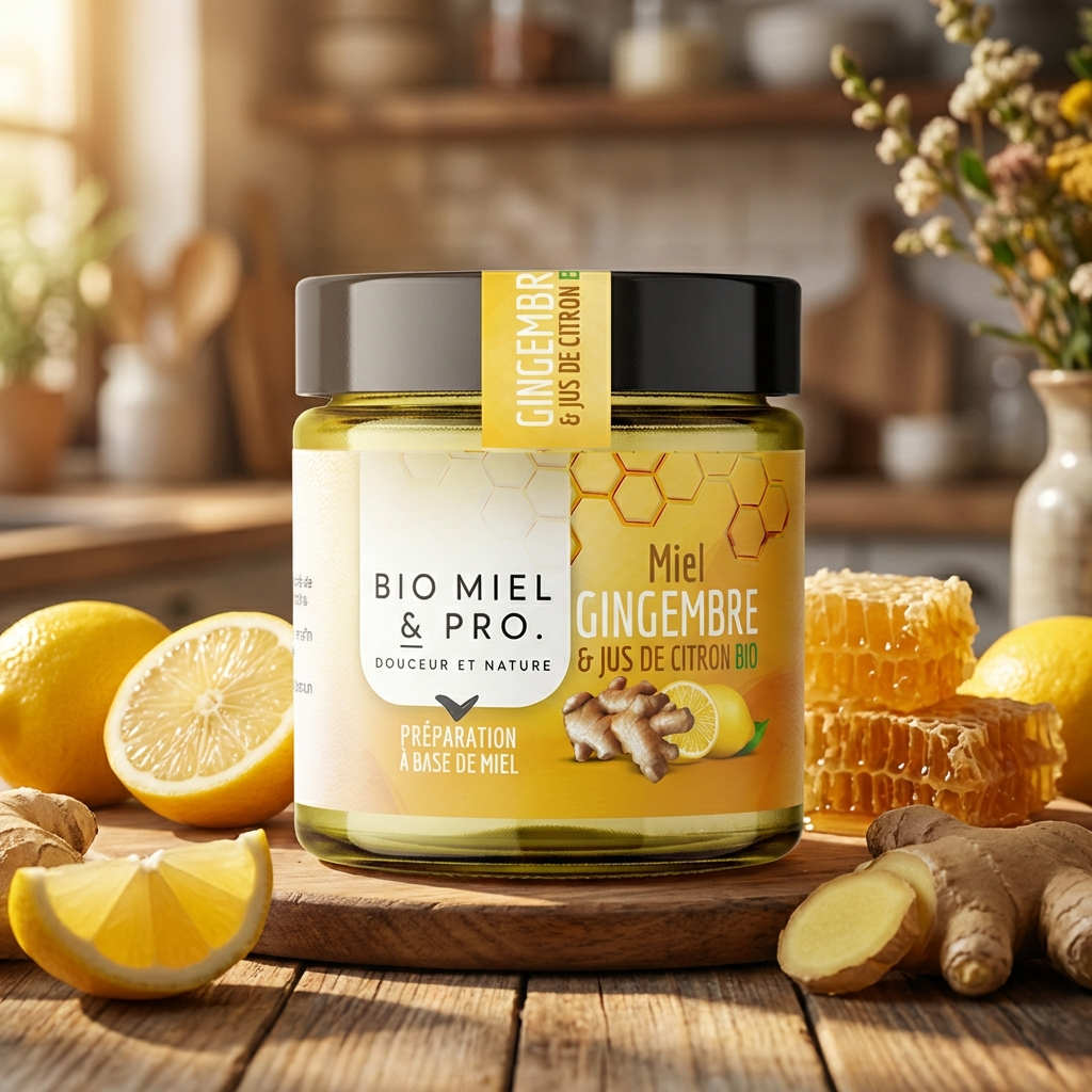 Pot miel gingembre citron 250g défenses immunitaires naturel 