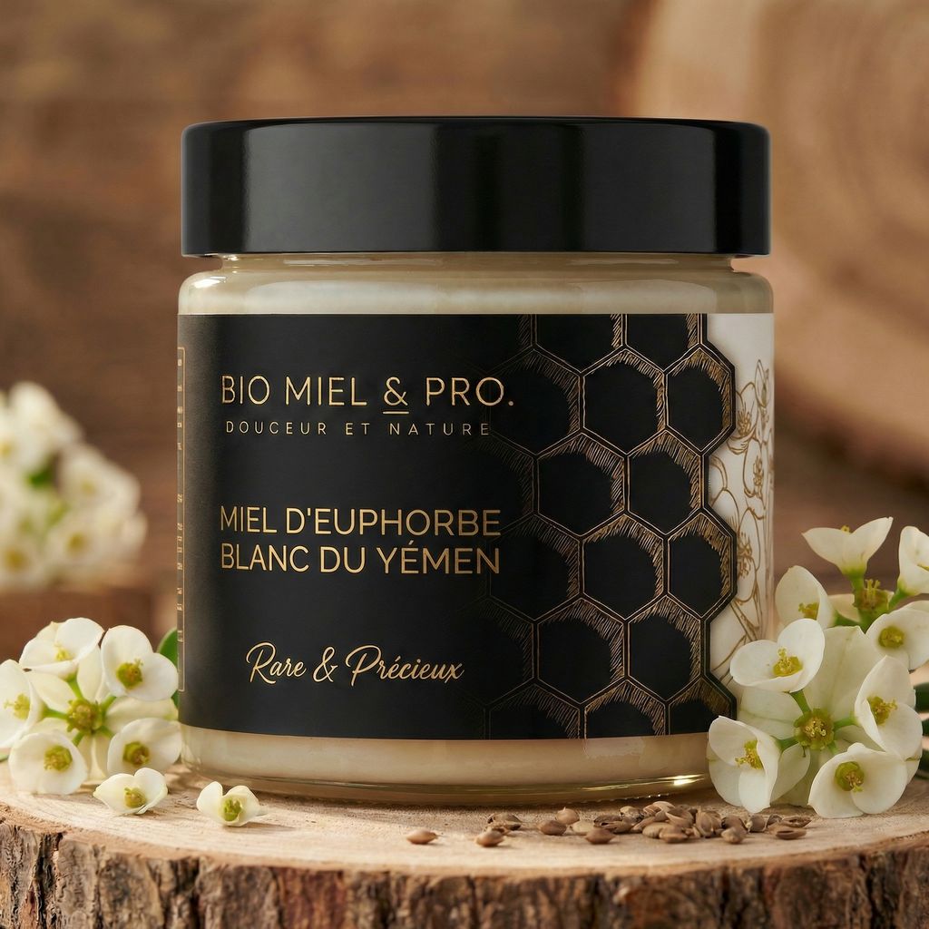 Pot de miel d'euphorbe blanc Yémen 250g couleur blanche rare précieux
