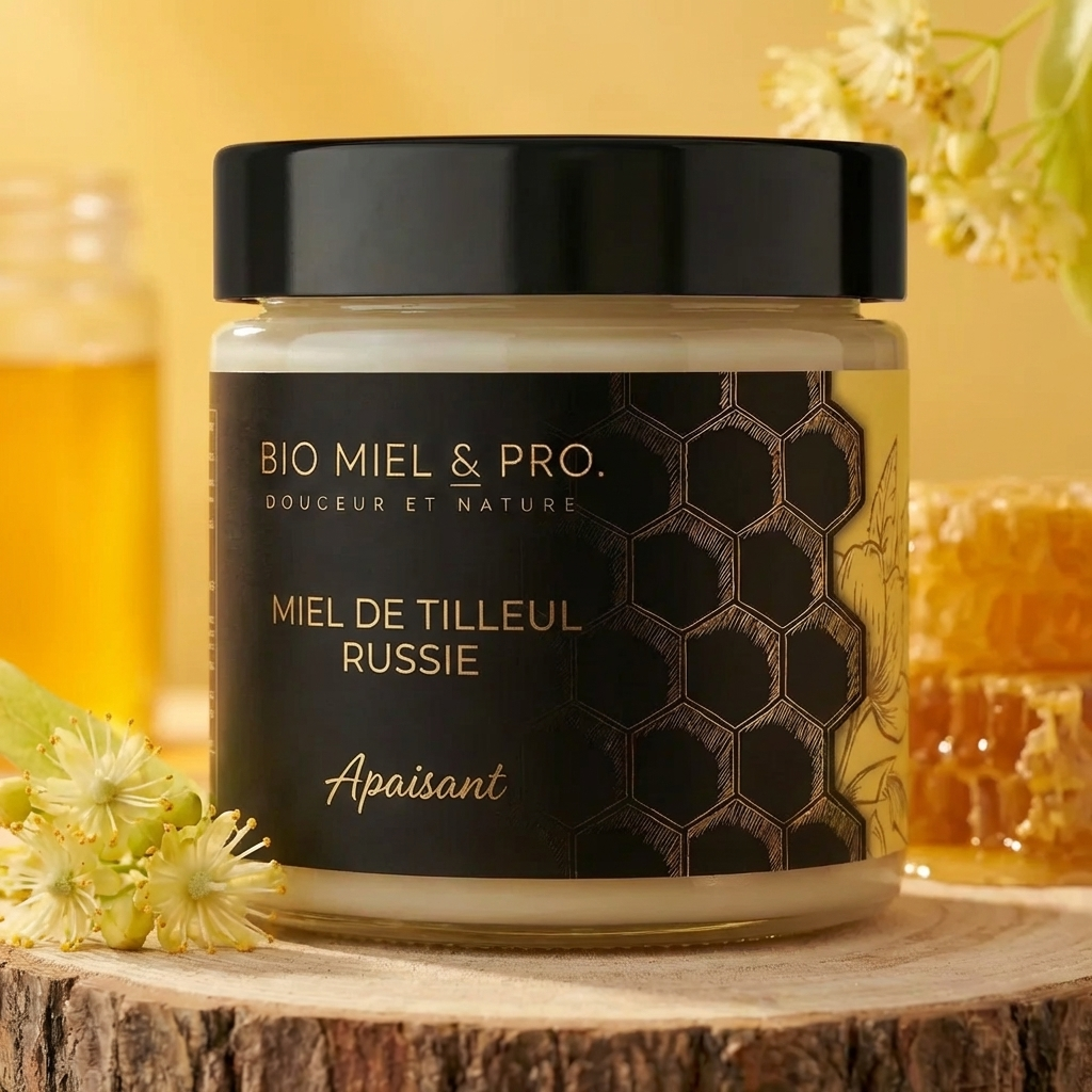 Pot de miel de tilleul Russie 250g blanc calmant anti-stress sommeil 