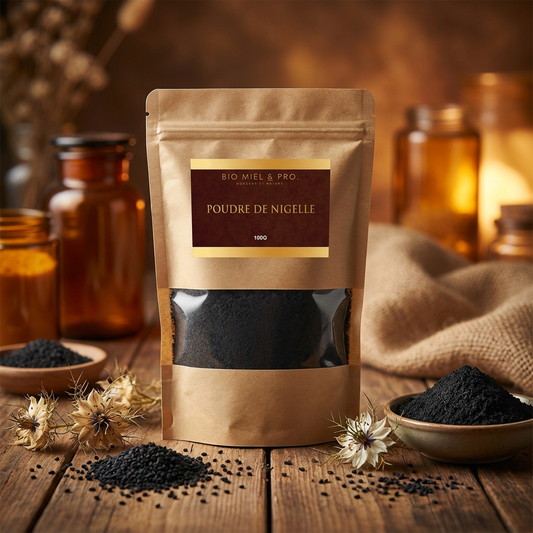Sachet de poudre de nigelle noire moulue 100g naturelle BioMiel & Pro