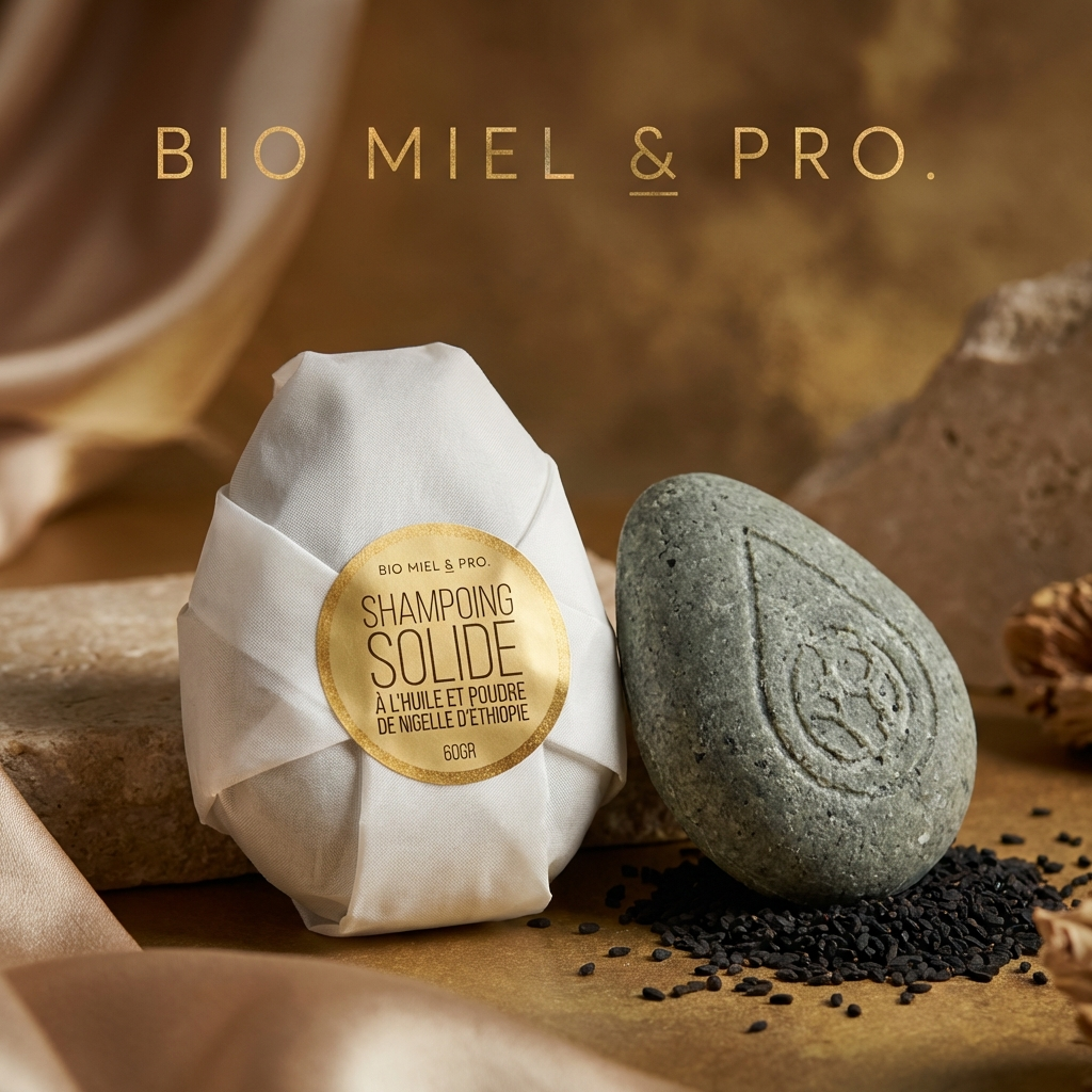 Pain de shampoing solide à la nigelle 60g soin capillaire naturel 